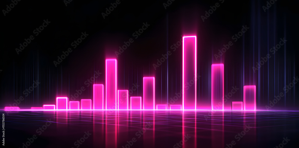 Glowing Neon Bar Chart on Dark Background – Futuristic Growth and Data Visualization Concept Glowing Neon Bar Chart on Dark Background – Futuristic Growth and Data Visualization Concept