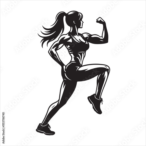 Fitness woman silhouette vector. Fitness and gym activity silhouettes vector art on a white background