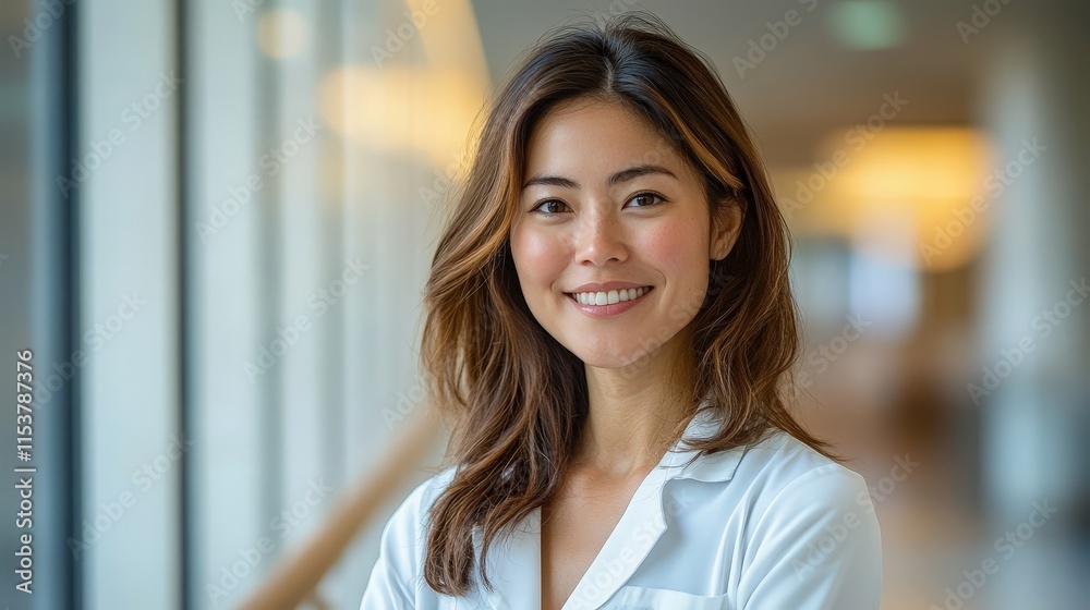 Confident Female Doctor Smiling in a Modern Clinic Confident Female Doctor Smiling in a Modern Clinic