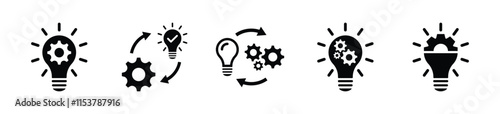Idea generation icon set. Set of generation Ideas, invention, innovation- Stock Vector