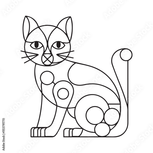 Cute cat coloring page for kids.