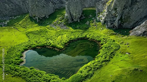 Wallpaper Mural Verdant landscape with a naturally heart-shaped lake, reflecting nature's beauty and the essence of love Torontodigital.ca