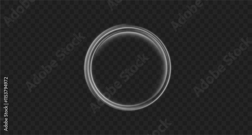 Light circle white swirl. Curved white line light effect. Darkening of the moon. Flash vector semicircle and spark light effect. Podium, radial platform.	
