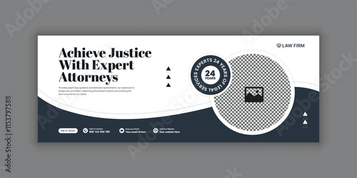 Law firm services social media banner design or law consulting Facebook cover design template and Flat Law firm advertising web banner layout