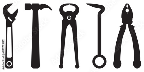 Set of Five Essential Hand Tools.
