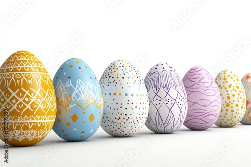 A Vibrant and Beautiful Display of Decorated Easter Eggs, Featuring Soft Pastels and Bright Colors, Perfectly Adding a Festive Touch for Any Joyous Celebration or Gathering of Family and Friends photo