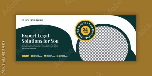 Law firm services social media banner design or law consulting Facebook cover design template and Flat Law firm advertising web banner layout