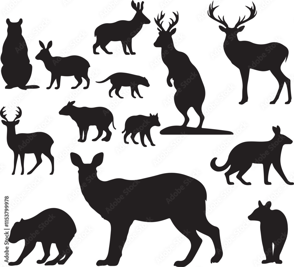 Fototapeta premium animals silhouettes set