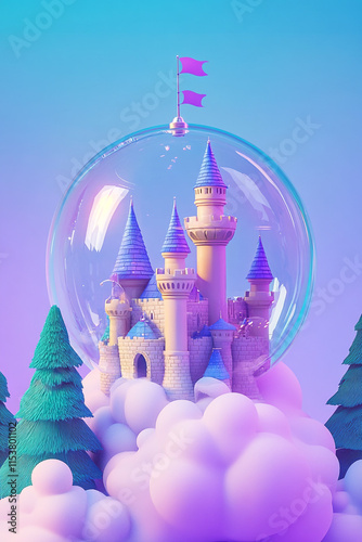 A glass snow globe and a beautiful fantasy castle. 
