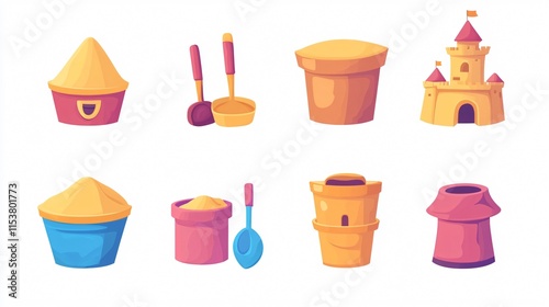 Wallpaper Mural Fun Sand Buckets and Scoops for Children's Building Playtime Torontodigital.ca