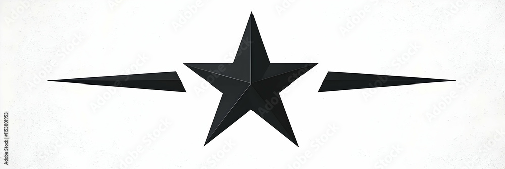 Obraz premium Black Star with Pointed Extensions, Geometric Art Design, Stylish Abstract Shape, Minimalist Graphic Element, Modern Decorative piece, Bold Visual Composition, and Elegant Design for Home Decor