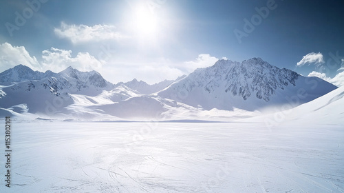 Canvas Print snow mountains and empty snowland background