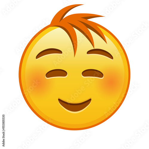 Embarrassed smiling face Large size of yellow emoji smile with hair photo