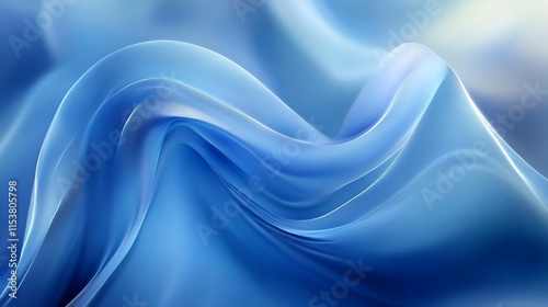 Wallpaper Mural Abstract Blue Fabric Waves, Serene, flowing digital art background.  Subtle gradients create a calming, ethereal mood. Torontodigital.ca