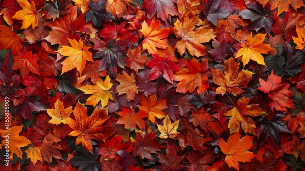 A large pile of red leaves on the ground A large pile of red leaves on the ground