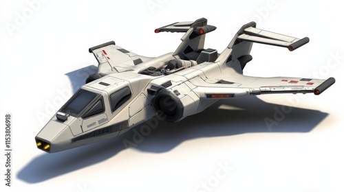 3D Model of Futuristic Aircraft on White Background