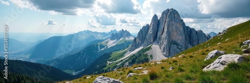 Cloudy sky above rocky peak in Tatra Mountains, rugged, rocky