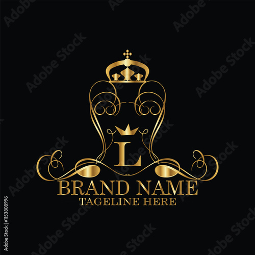 creative  initial  latter l logo design with modern business vector template.  creative isolated l monogram logo design with new latter logo golden color and black background . design of elements  photo