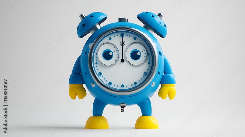 Playful blue alarm clock toy studio product photography minimalist Playful blue alarm clock toy studio product photography minimalist