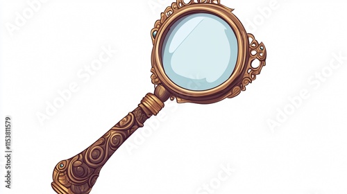 Vintage Magnifying Glass Icon Transparent Vector Isolated photo