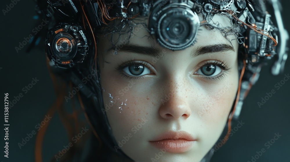 Futuristic Woman with High-Tech Cybernetic Enhancements Futuristic Woman with High-Tech Cybernetic Enhancements