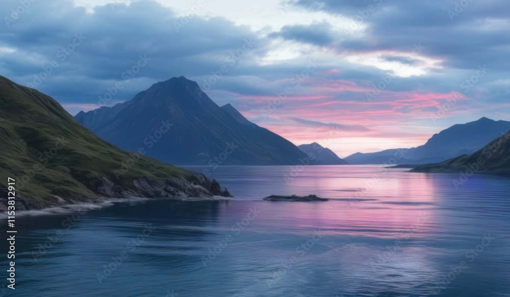 mountains and a body of perfectly calm waters mountains and a body of perfectly calm waters