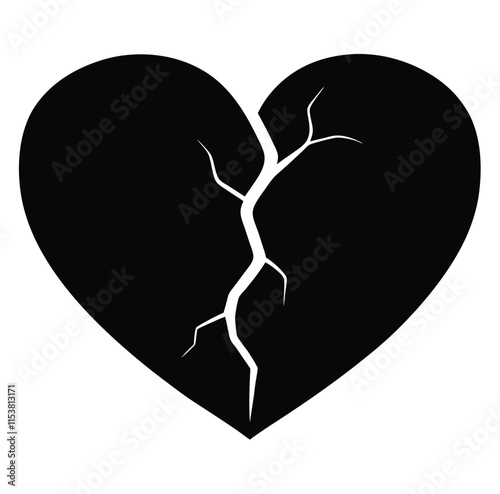 Simple Black Heart Silhouette Vector Graphic