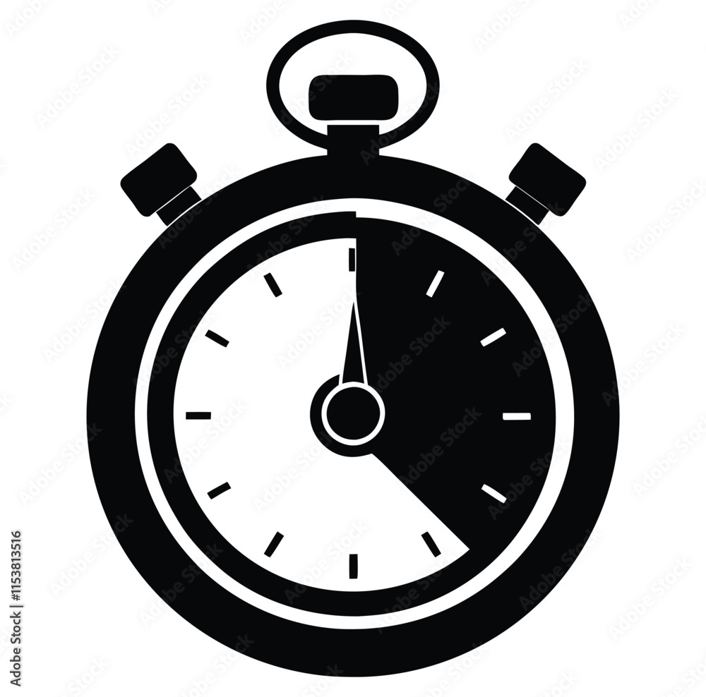 Simple Stopwatch Silhouette Vector Illustration Simple Stopwatch Silhouette Vector Illustration