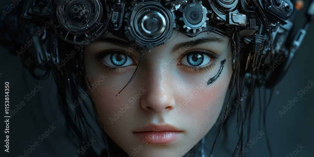 Futuristic Woman with High-Tech Cybernetic Enhancements Futuristic Woman with High-Tech Cybernetic Enhancements