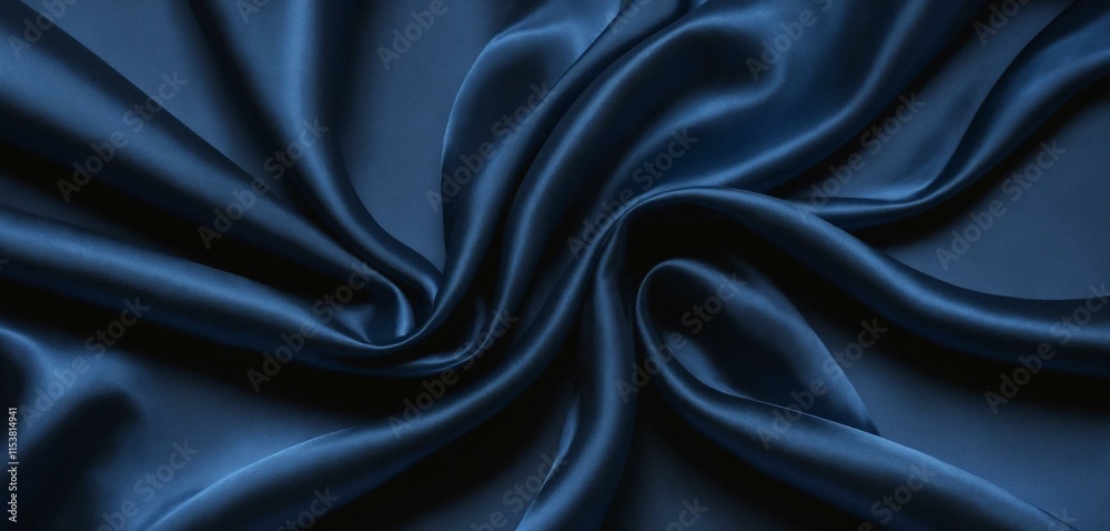 Obraz premium Luxurious deep navy blue silk fabric drapes elegantly.