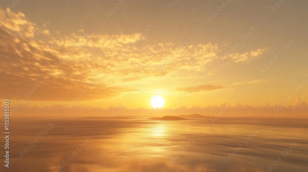 A serene sunset over calm waters, casting warm hues across the sky. A serene sunset over calm waters, casting warm hues across the sky.