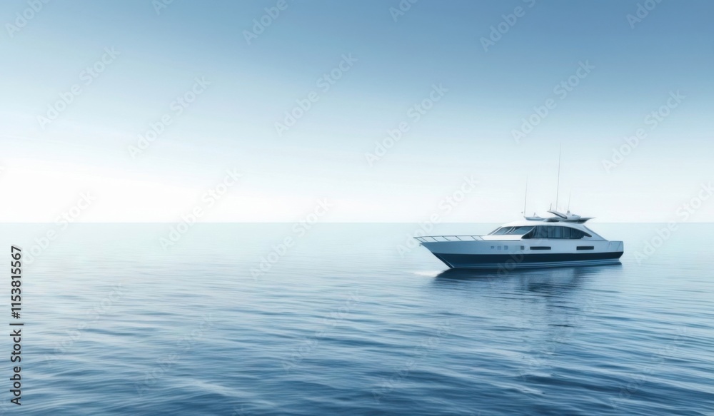 Obraz premium boat in the middle of the ocean with a sky background