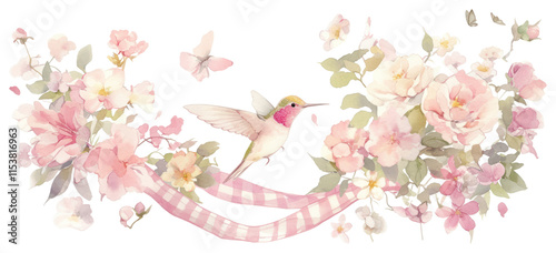 PNG Humminbird in center art illustration watercolor.