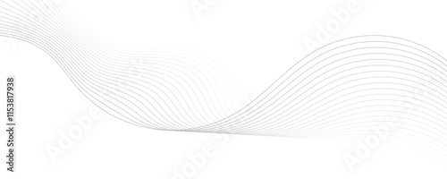 Gray wave curve lines abstract background with flowing particles. Digital energy waves technology concept. Modern backdrop design for business, presentation, banner.