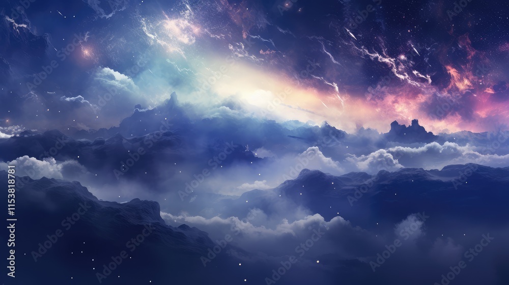 Glowing Starry Sky and Nebula Design Glowing Starry Sky and Nebula Design