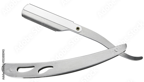 Cuadro en lienzo Steel straight razor isolated on a transparent background