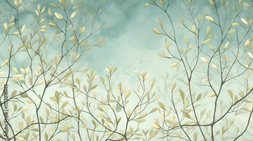 Hand-Drawn Eucalyptus Leaves Poster Background with Pastel Colors
