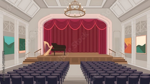 Elegant Concert Hall Stage Setup Ready For Performance photo