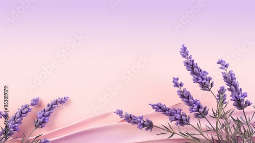 Lavender Field Poster Background with Soft Gradient Sky Design