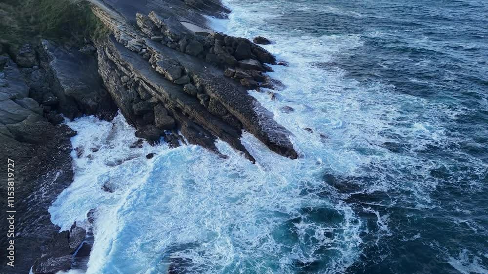 RECUL AU DRONE SUR POINTE ROCHEUSE ET VUE SUR LE LARGE