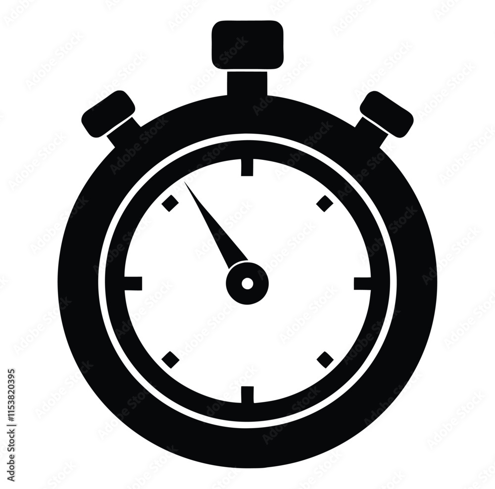 Black Silhouette Stopwatch Bold Minutes EPS Black Silhouette Stopwatch Bold Minutes EPS