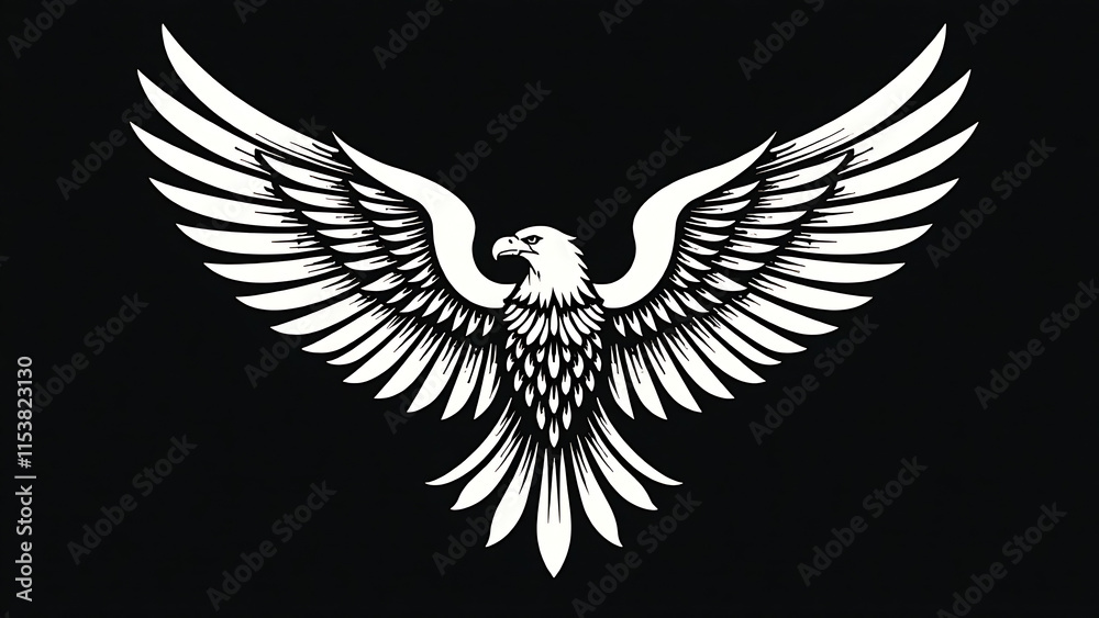 Obraz premium Silhouette of a pair of wings. Eagle wings pictogram logo, decorative emblem and stencil symbols, stylized wings for logo or label design projects new image 