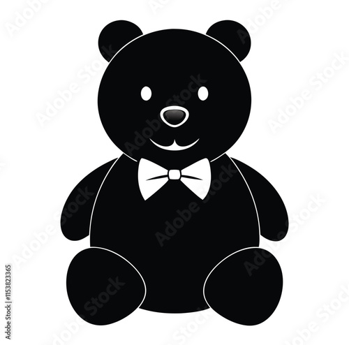 Silhouette Teddy Bear with Bow Clipart