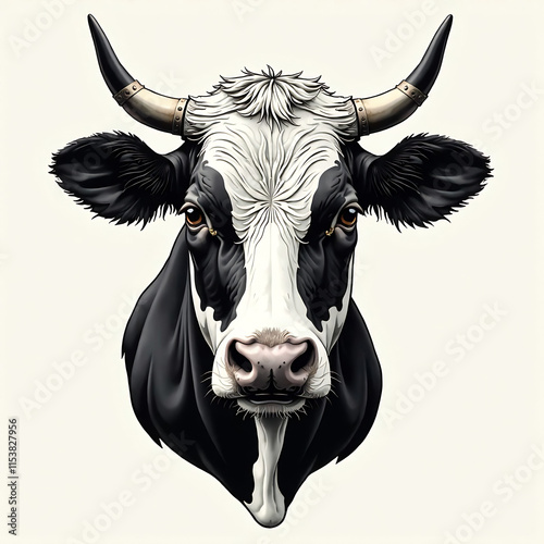 Set of cow farm head logo vector design templates black and white new image photo