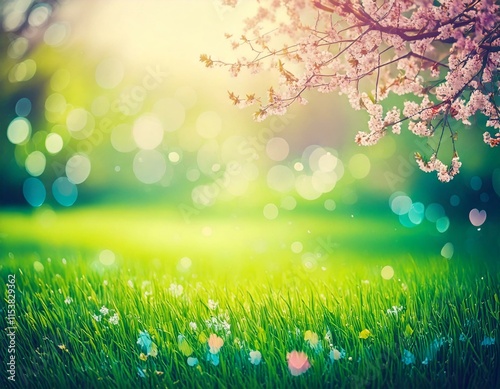 Obraz na płótnie spring or summer background with grass and flowers w salonie