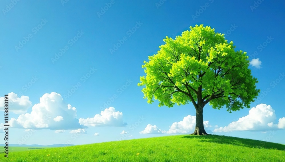 Solo ginkgo tree against a backdrop of blue clear sky and clouds, nature, landscape Solo ginkgo tree against a backdrop of blue clear sky and clouds, nature, landscape
