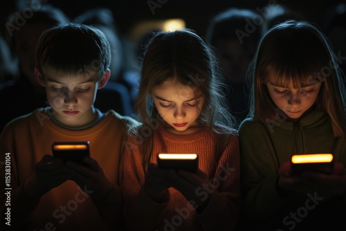 Obraz na płótnie Kids engage with smartphones during Safer Internet Day event promoting online safety in the digital landscape w salonie
