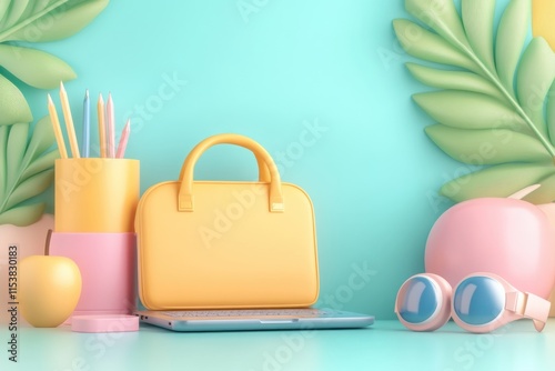 Explore back-to-school tech deals with our brightly colored sale booth featuring laptops and gadgets for students Discover the latest in modern education with our tech-savvy aesthetic, perfect for