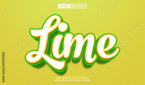 Editable 3d text style effect - Lime fruit text effect Template