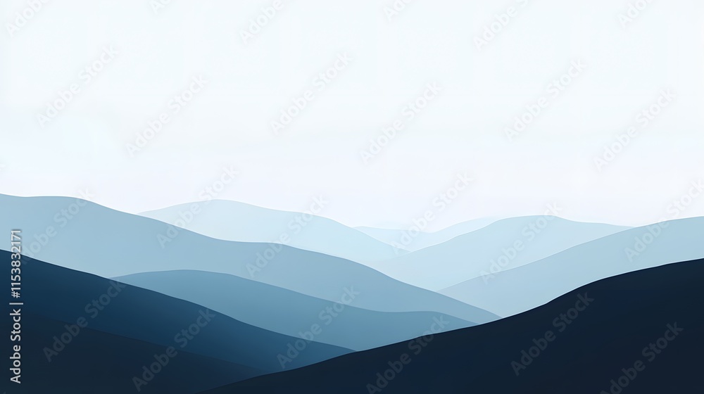 Fototapeta premium Serene Blue Mountain Range Abstract Landscape